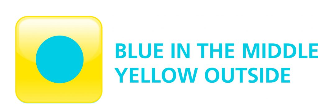 verlinktes firmenlogo von Blue in the middle yellow outside